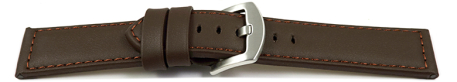 Watch strap - genuine leather - smooth - dark brown - 22mm 24 mm