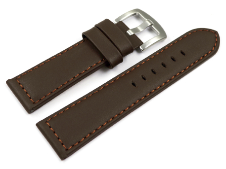 Watch strap - genuine leather - smooth - dark brown -...