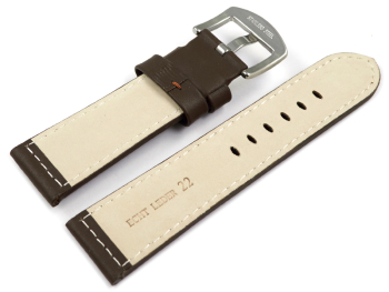 Watch strap - genuine leather - smooth - dark brown -...