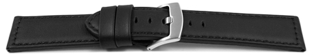 Watch strap - genuine leather - smooth - black - 22mm 24 mm