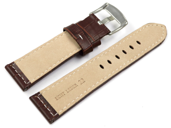 Watch strap - genuine leather - croco - dark brown white...