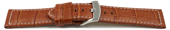 Watch strap - genuine leather - croco - light brown - 22mm 24 mm