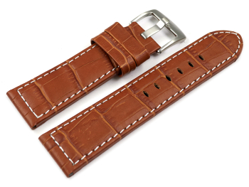 Watch strap - genuine leather - croco - light brown -...