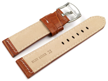 Watch strap - genuine leather - croco - light brown -...