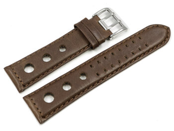 Watch strap - Genuine leather - perforated - Vegetable tanned - brown - Model BIO