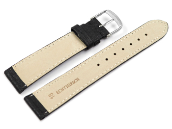 Watch strap Genuine deer leather grained black 12mm 14mm...