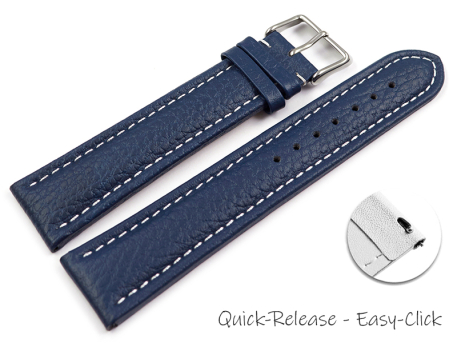 Quick release Watch Strap Genuine grained leather blue wN...