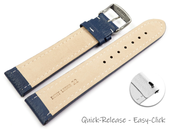 Quick release Watch Strap Genuine grained leather blue wN 18mm 20mm 22mm 24mm