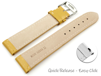 Quick release Watch Strap Genuine grained leather yellow wN 18mm 20mm 22mm 24mm