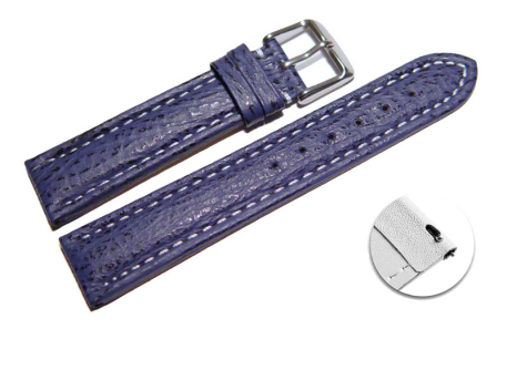 Quick release Watch Strap Genuine Shark leather dark blue