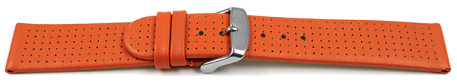 Watch band Genuine leather smooth perforated orange 18mm 20mm 22mm 24mm