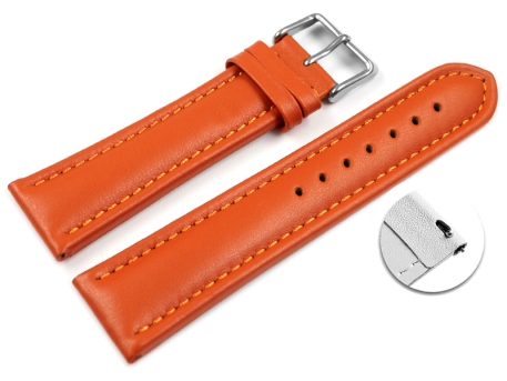 Quick release Watch Strap Genuine leather smooth orange...