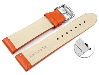 Quick release Watch Strap Genuine leather smooth orange 18mm 20mm 22mm 24mm