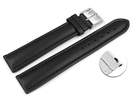 Quick release Watch Strap Genuine leather smooth black...