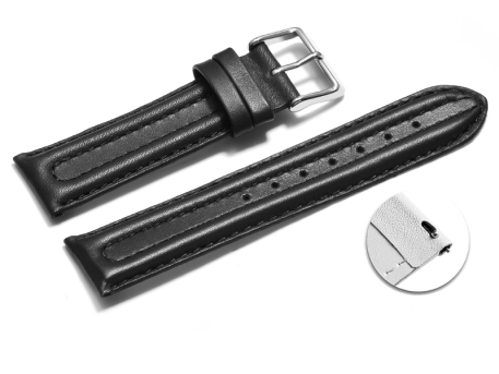 Quick release Watch Strap Genuine leather smooth black...