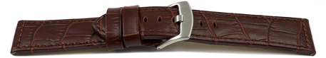 Watch strap - genuine leather - croco - dark brown - 22mm 24 mm