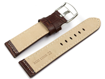 Watch strap - genuine leather - croco - dark brown - 22mm...