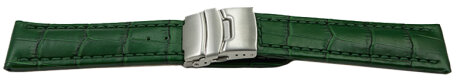 Watch Strap Deployment clasp leather Croco stamp green 18mm 20mm 22mm 24mm 26mm