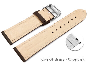 Quick Release Watch Strap very soft leather padded retro look dark brown 14mm - 24mm