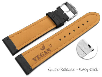 Black Vegan Grain Quick release Watch Strap padded 18mm...