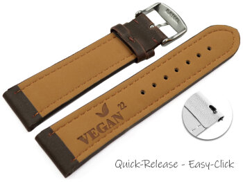 Dark Brown Vegan Grain Quick release Watch Strap padded 18mm 20mm 22mm 24mm