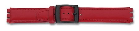 Watch band - Leather - for Swatch - red - 19 mm