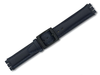 Watch band - Leather - for Swatch - blue - 19 mm