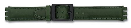 Watch strap - Genuine leather - for Swatch - 19mm green