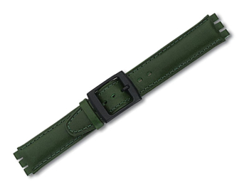 Watch strap - Genuine leather - for Swatch - 19mm green