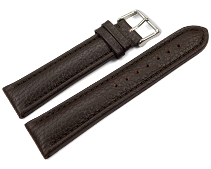 Watch strap genuine leather padded grained dark brown...