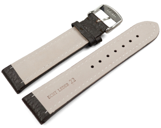 Watch strap genuine leather padded grained dark brown...