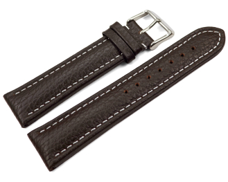 Watch strap genuine leather padded grained dark brown...