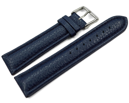 Watch strap genuine leather padded grained dark blue 18mm...