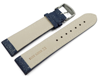 Watch strap genuine leather padded grained dark blue 18mm...