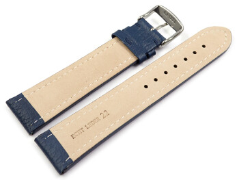 Watch strap genuine leather padded grained blue 18mm 20mm...