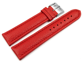 Watch strap genuine leather padded grained red 18mm 20mm...