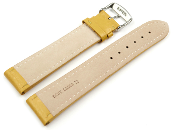 Watch strap genuine leather padded grained yellow 18mm...