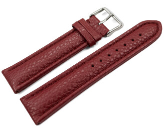 Watch strap genuine leather padded grained bordeaux 18mm...