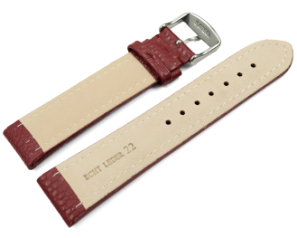 Watch strap genuine leather padded grained bordeaux 18mm...