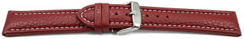 Watch strap genuine leather padded grained bordeaux  with white stitching 18mm 20mm 22mm 24mm 26mm 28mm