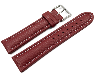 Watch strap genuine leather padded grained bordeaux  with...