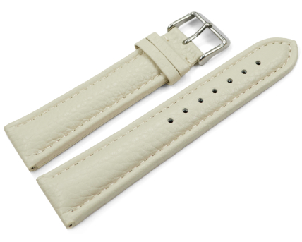 Watch strap genuine leather padded grained Cream 18mm...