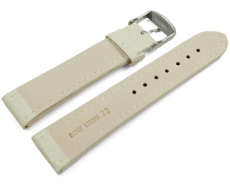 Watch strap genuine leather padded grained Cream 18mm...