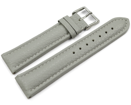 Watch strap genuine leather padded grained light gray...