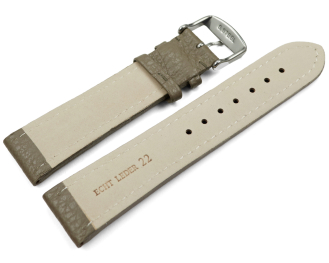 Watch strap genuine leather padded grained Taupe 18mm...