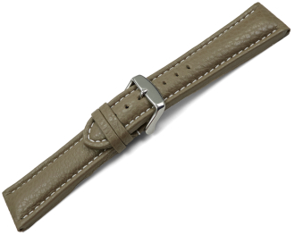 Watch strap genuine leather padded grained Taupe with white stitching 18mm 20mm 22mm 24mm 26mm 28mm