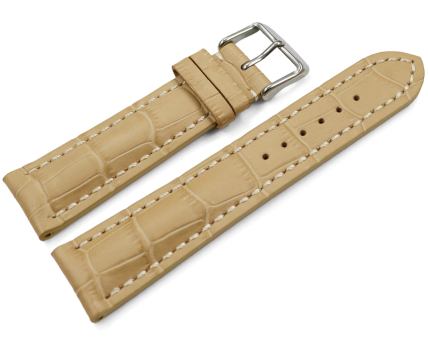 Watch strap strong padded croco print beige 18mm 20mm...