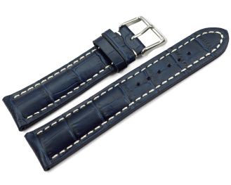 Watch strap strong padded croco print navy blue 18mm 20mm...