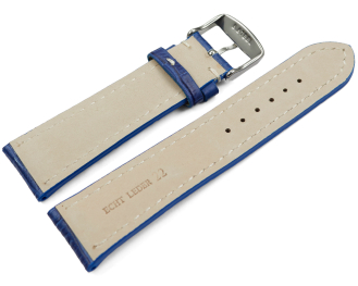 Watch strap strong padded croco print blue 18mm 20mm 22mm 24mm