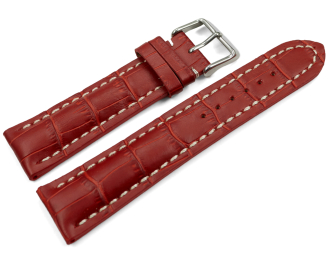 Watch strap strong padded croco print red 18mm 20mm 22mm 24mm